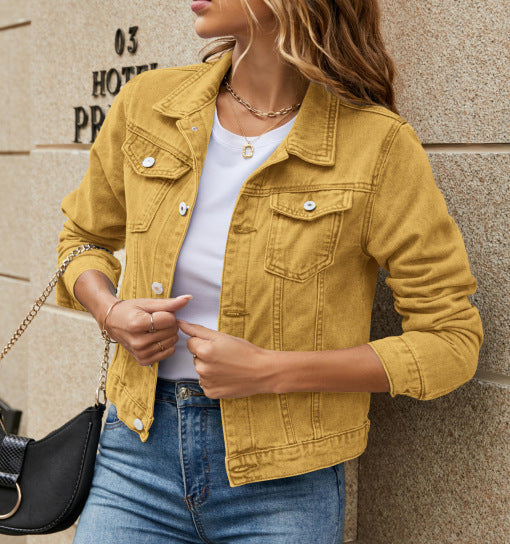 Classic denim jacket for women in chic couture style