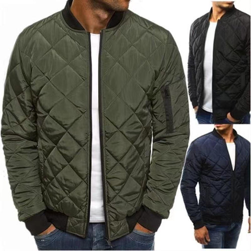 Quilted jacket for men with elastic ribbed cuffs and practical zippered pockets Lune London
