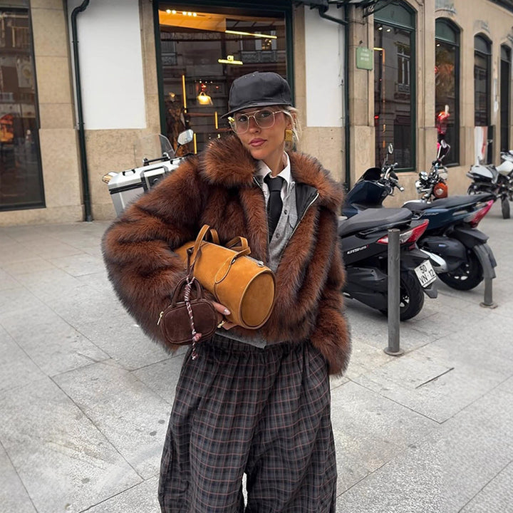Ladies Chic and Stylish Faux Fur Jacket