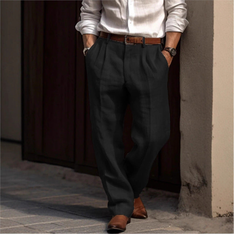 Pantalon en lin élégant pour hommes avec coupe décontractée et poches pratiques Chic und Stil