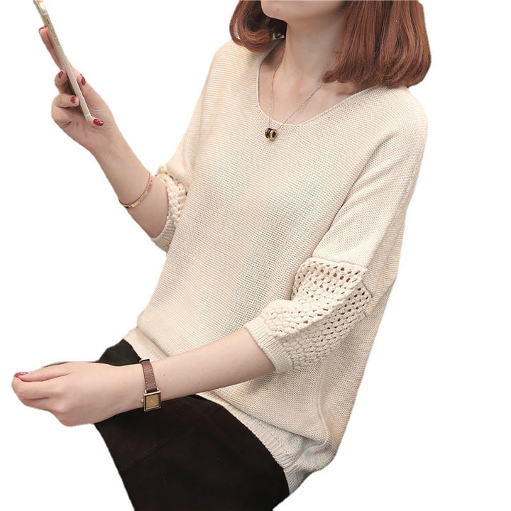 Pull tricoté pour femmes avec un design de manches en crochet aérées Chic & Stil