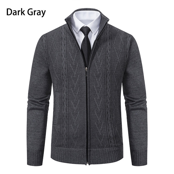 Men's knitted jacket with textured zipper and original Aran pattern Lune London