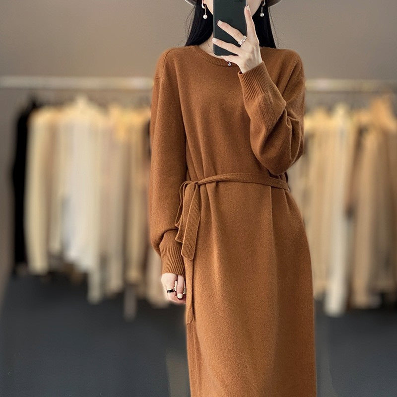 Knit dress for women with tie detail and soft material Lune London