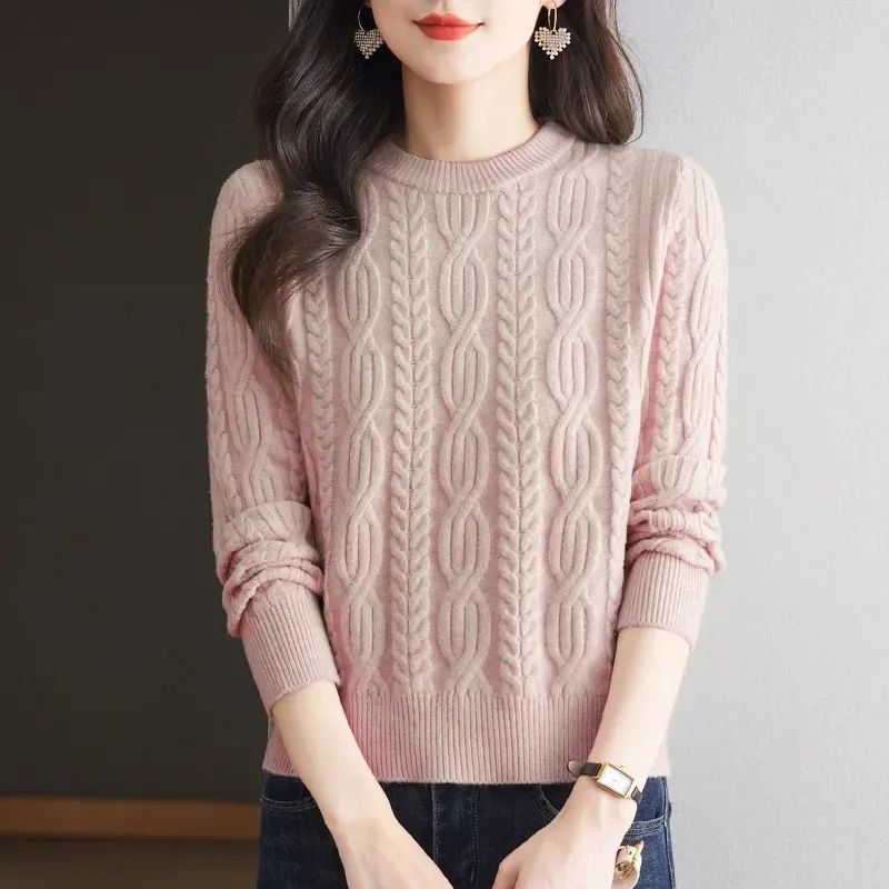 Knit sweater for women with embossed pattern and high collar Lune London