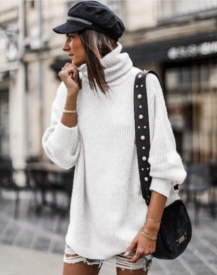 Chunky knit sweater for women with high collar and relaxed fit Lune London