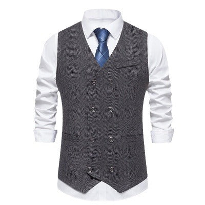 Elegant double-breasted vest for men with textured design Lune London