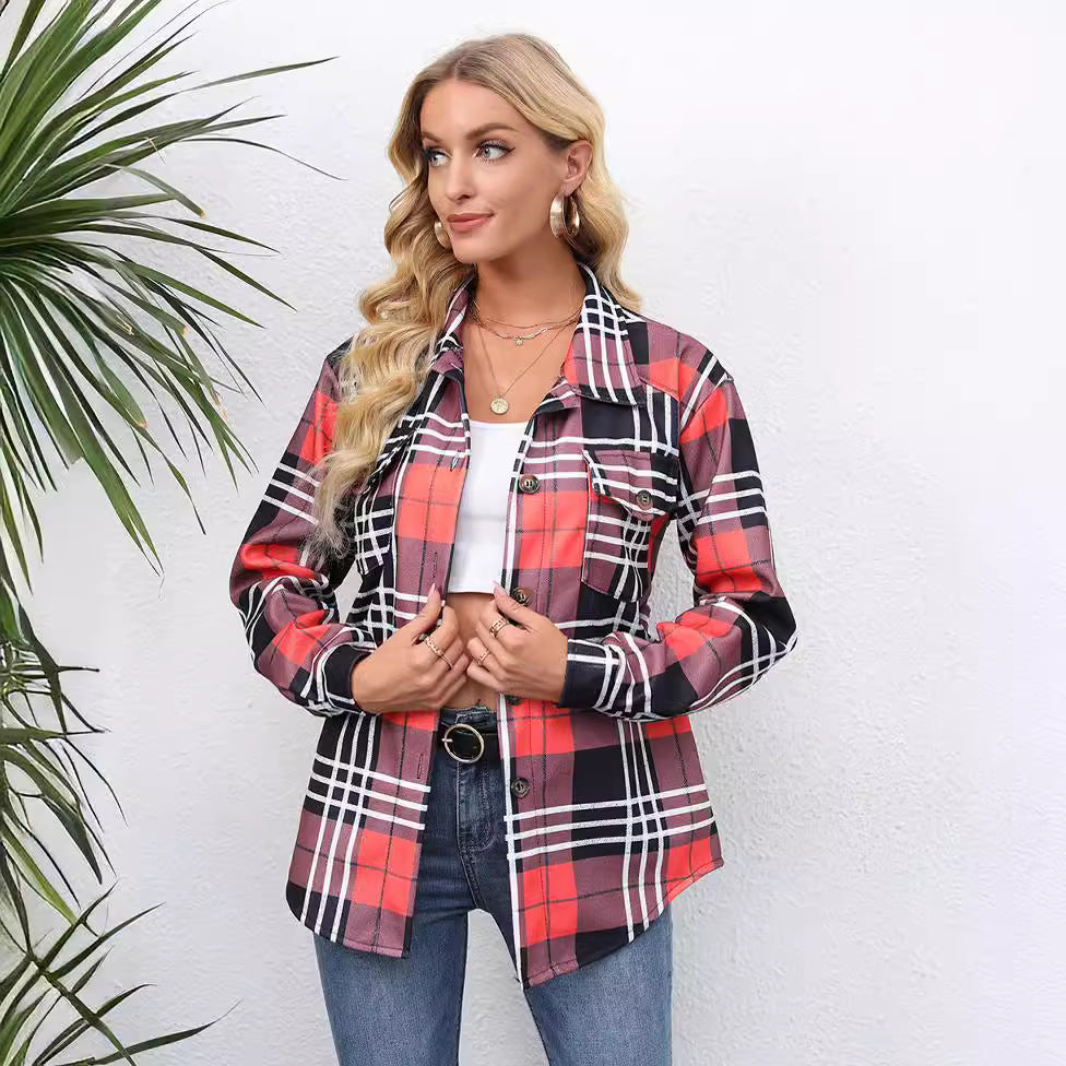 Plaid flannel jacket for women with pockets Lune London