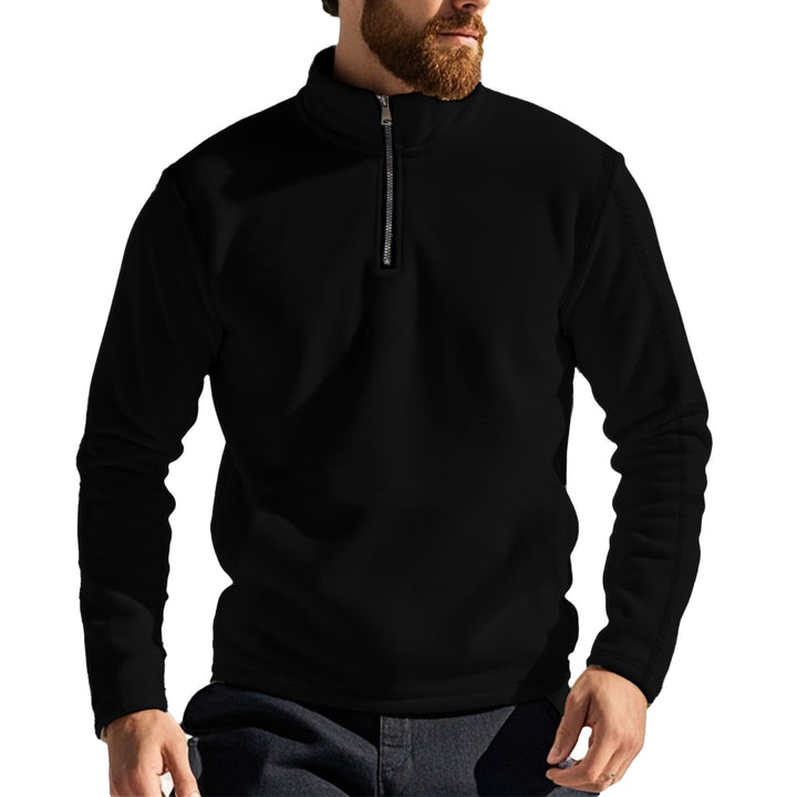 Men's fleece sweater with high collar and practical zip opening Lune London