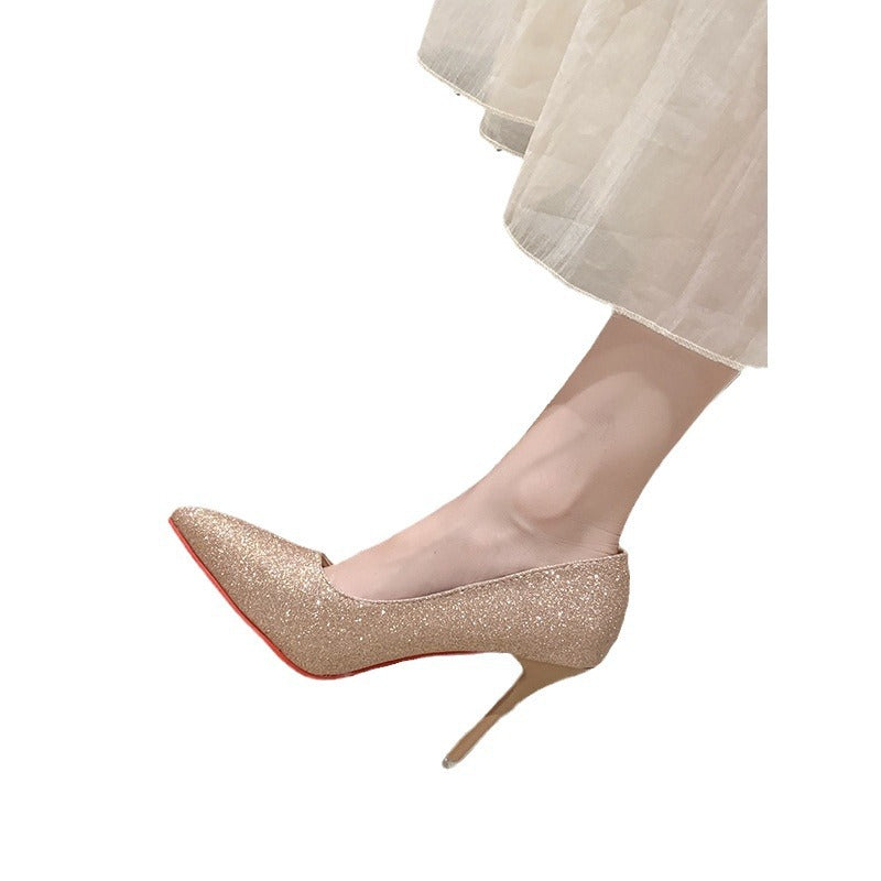 Ladies Sparkling Heels with a sleek pointed toe design and a non-slip insole Lune London