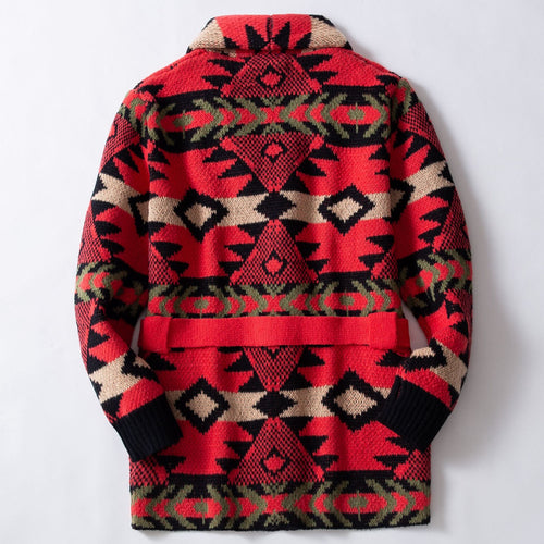 Women's knitted jacket with a patterned design and a wide shawl collar Lune London