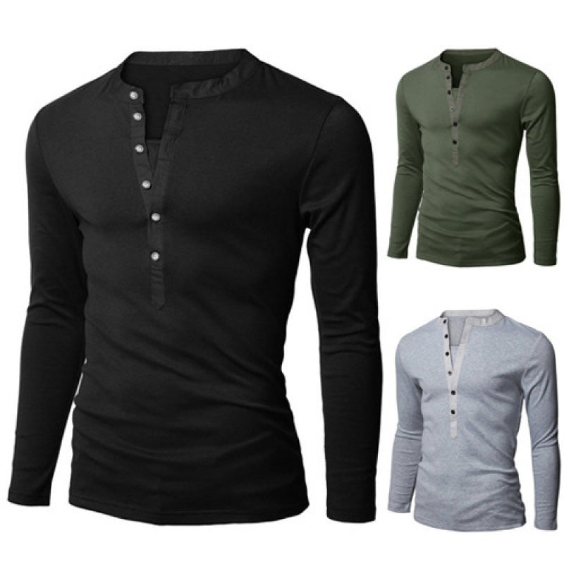 Men's long sleeve shirt with trendy high collar and button detail Lune London