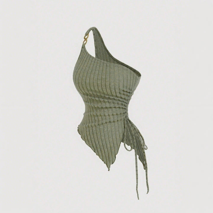 Asymmetric tank top for women with decorative laces Chic & Stil