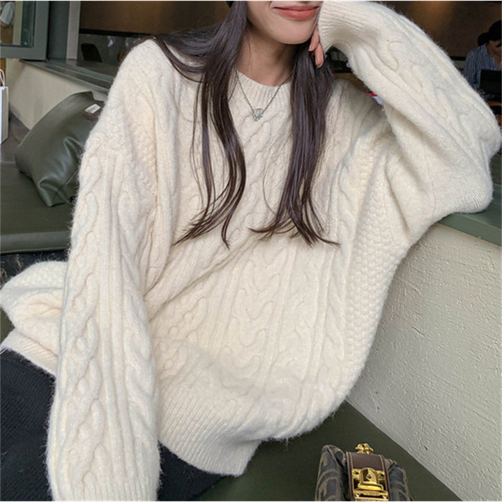Pull femme en tricot épais avec motif en torsades et coupe décontractée Chic & Stil