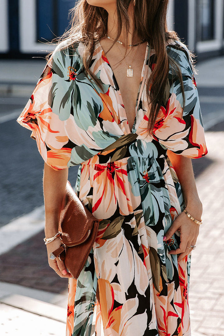 Floral wrap maxi dress for women Lune London