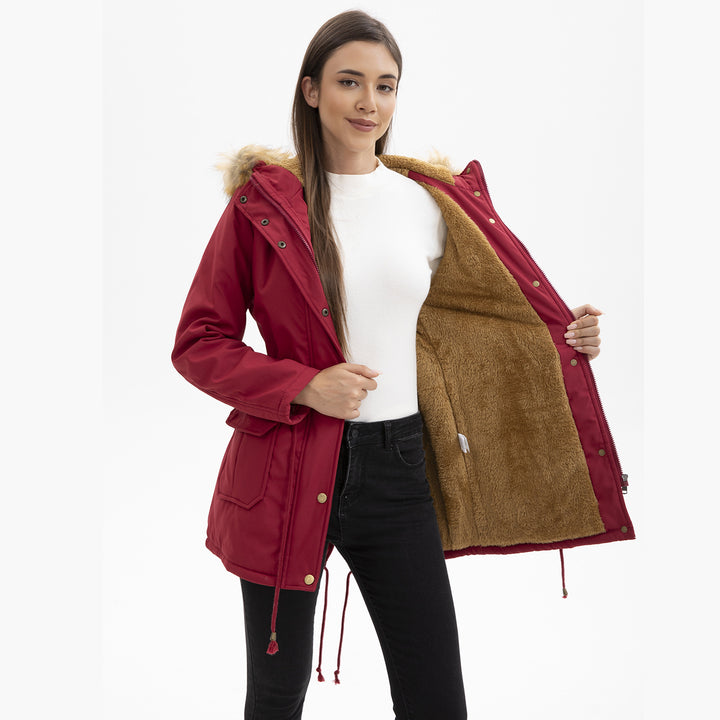 Ladies winter parka with fur collar Lune London