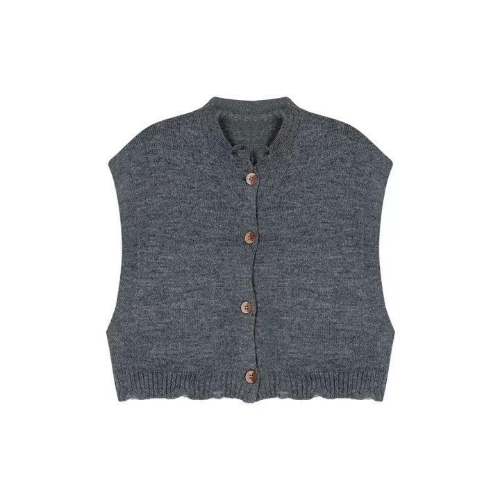 Cardigan court pour femmes avec ourlet fendu et détails de boutons en bois Chic & Stil