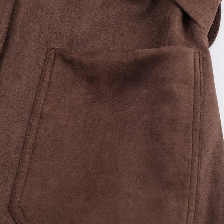Faux leather blazer jacket for women with fitted cut and large belt Lune London