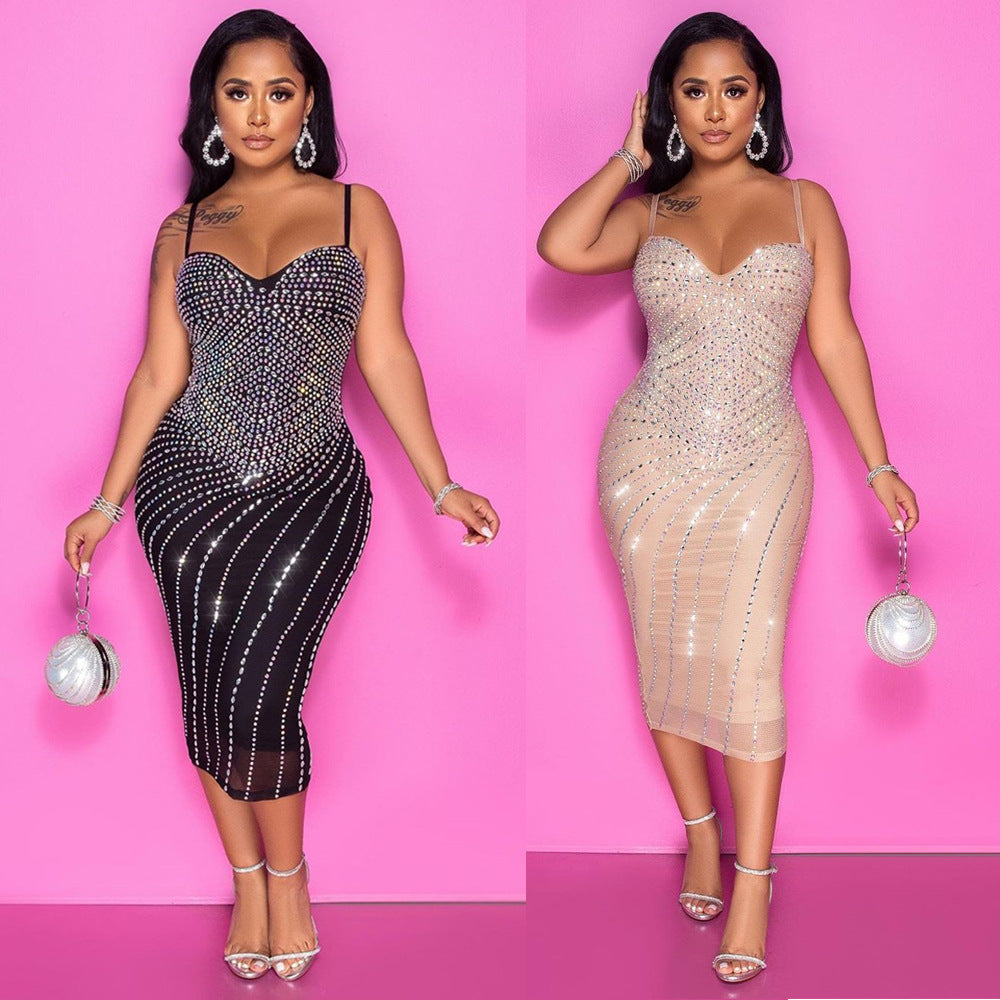 Chic and elegant sparkling bodycon midi dress for women