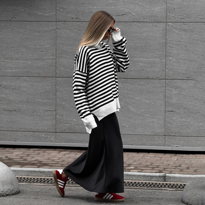 Striped oversized sweater for women with a casual style featuring wide sleeves Lune London