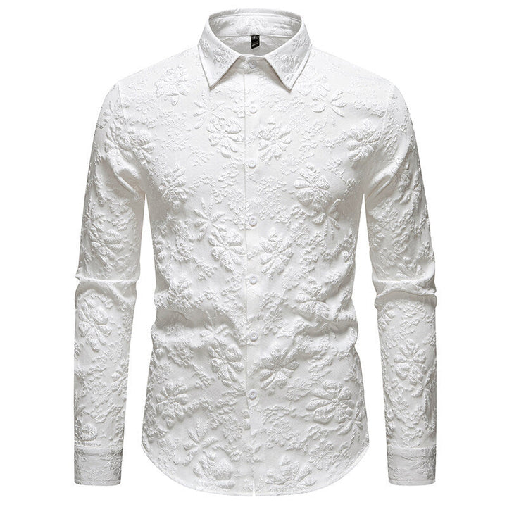 Men's Long Sleeve Shirt with Floral Relief Pattern Lune London