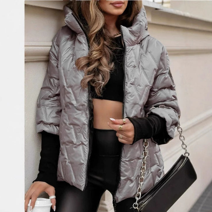 Winter jacket for women with high collar and coated outer fabric Lune London