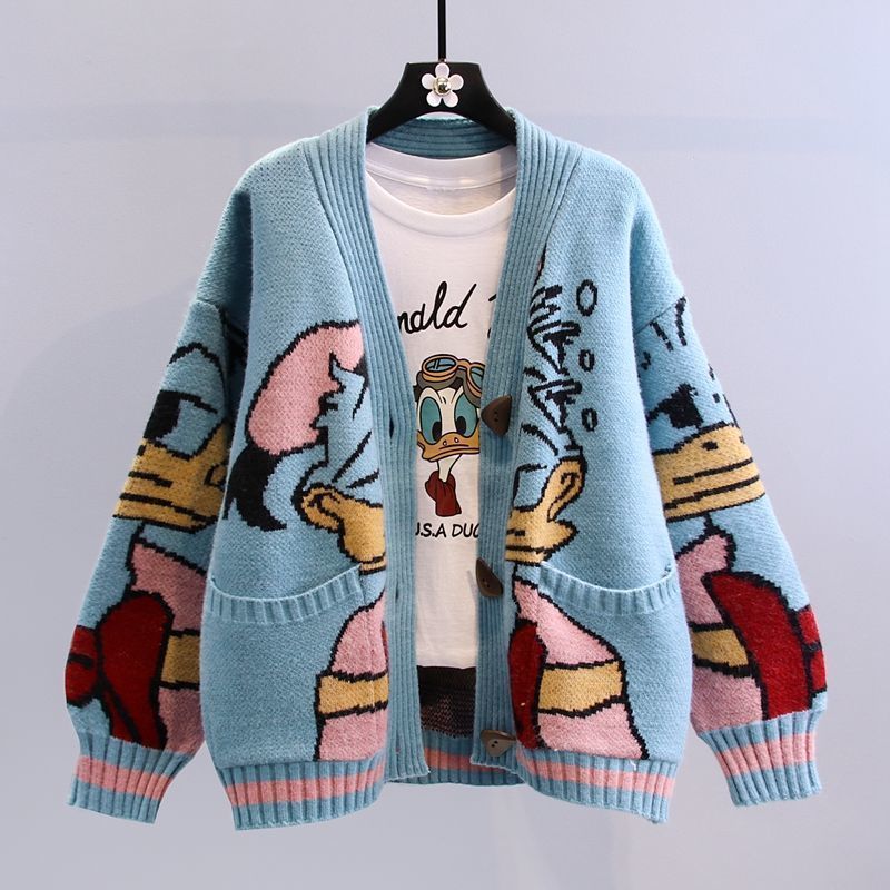 Ladies cartoon design knitted vest with wide sleeves and pockets Lune London