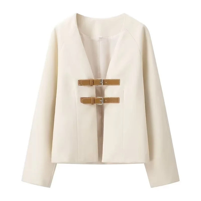 Women elegant teddy jacket with decorative loops Lune London
