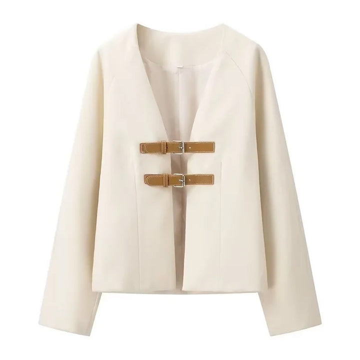 Women elegant teddy jacket with decorative loops Lune London