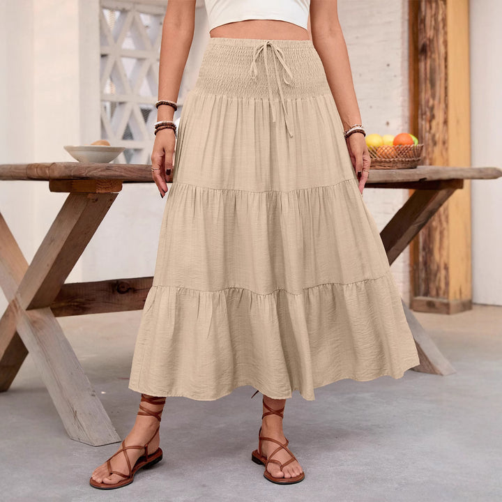 Maxi ruffle skirt for women with adjustable drawstring Lune London