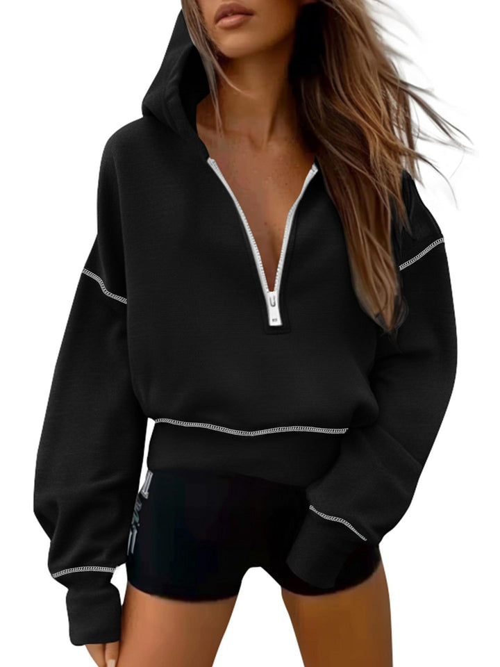 Knit sweater for ladies with functional zip and relaxed fit Lune London