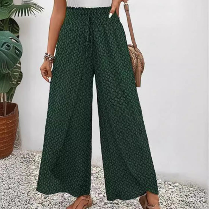 Pantalons larges taille haute pour femmes avec ceinture élastique et motif graphique Chic & Stil