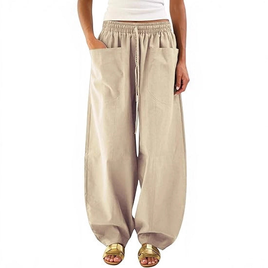 Pantalons de loisirs amples pour femmes avec taille élastique et poches pratiques Chic & Stil
