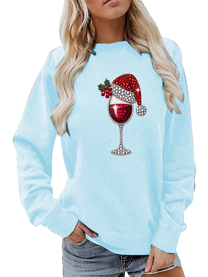 Sweatshirt pour femmes avec doublure douce et motif festif en vin Chic & Stil