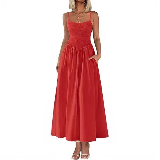 Maxi dress for women with elastic top and flowing skirt Lune London