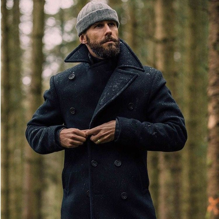 Double-breasted coat for men with high collar Lune London
