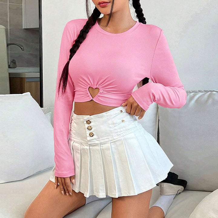 Women's T-Shirt with Short Long Sleeves and Heart Shaped Neckline with Elegant Gathering Chic & Stylish