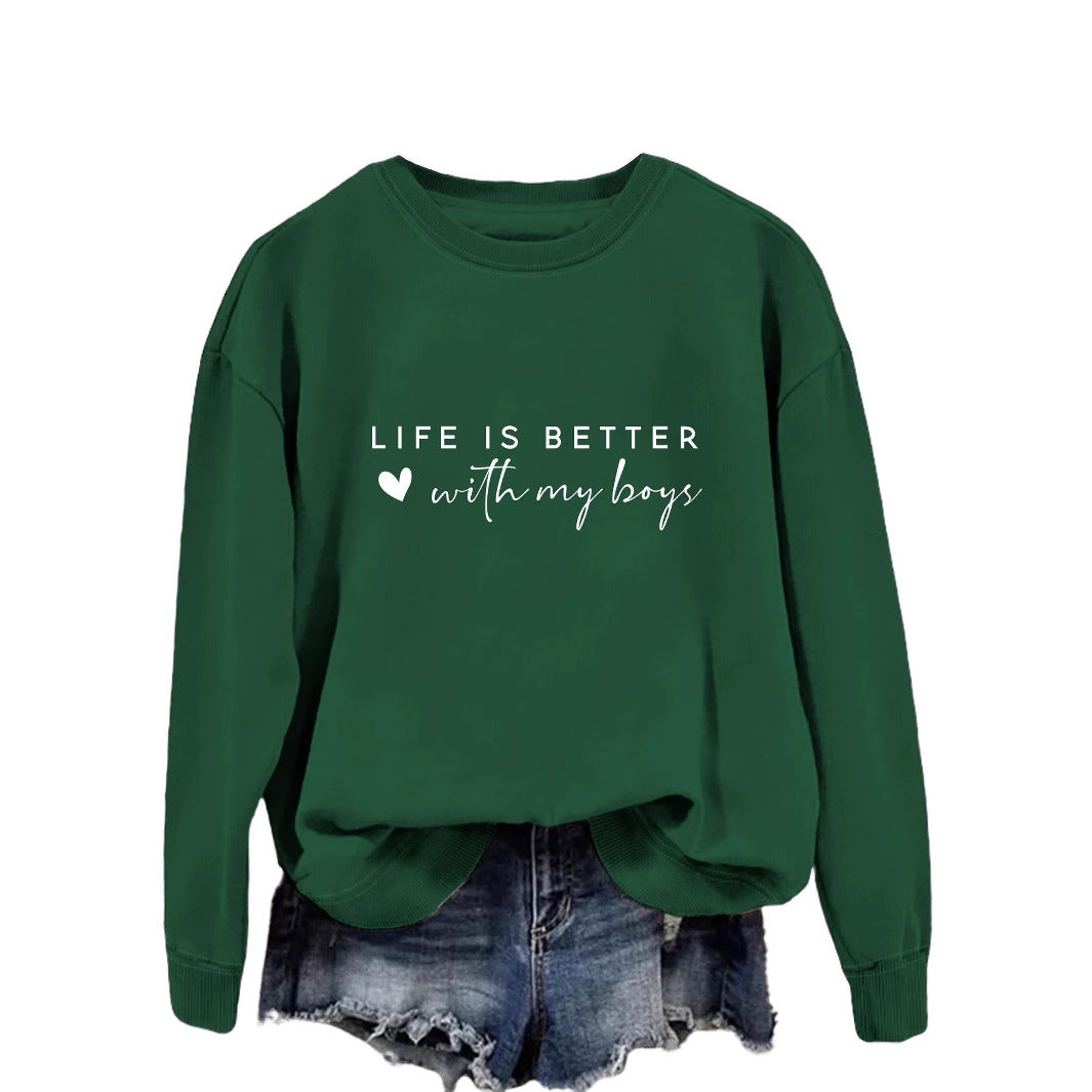 Pull femme confortable à col rond avec impression inspirante Chic & Stil