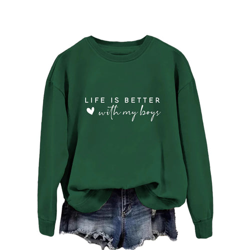 Pull femme confortable à col rond avec impression inspirante Chic & Stil