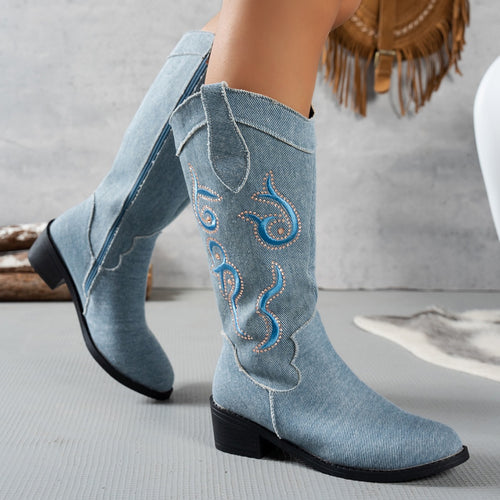 Cowgirl boots for women with stylish embroidery design Lune London