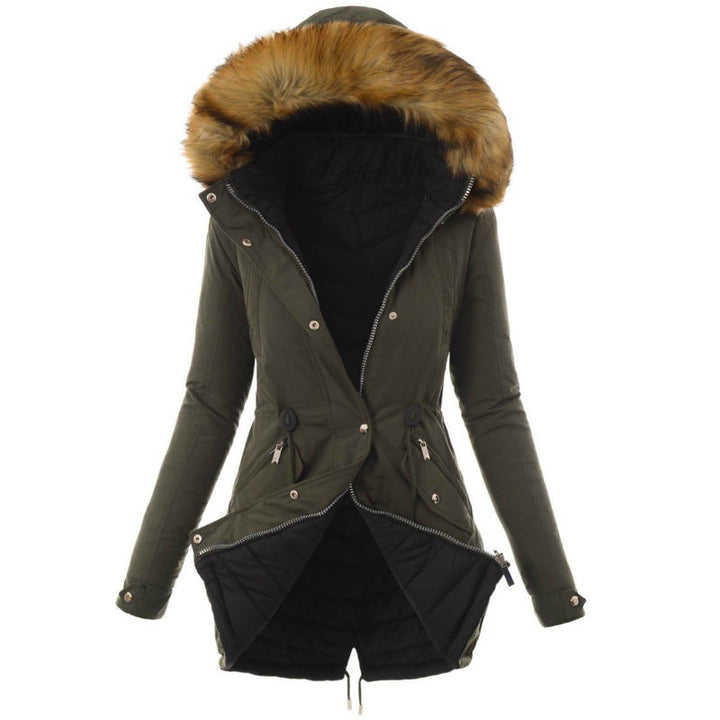 Modified winter jacket for women with removable faux fur collar Lune London