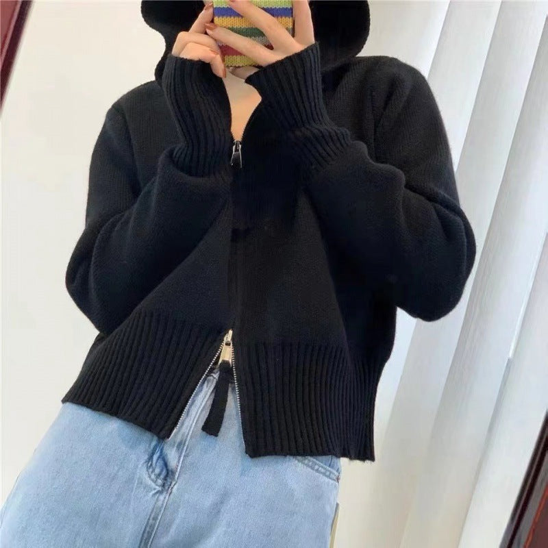 Cardigan pour femmes avec capuche moderne et fermeture éclair Chic & Stil