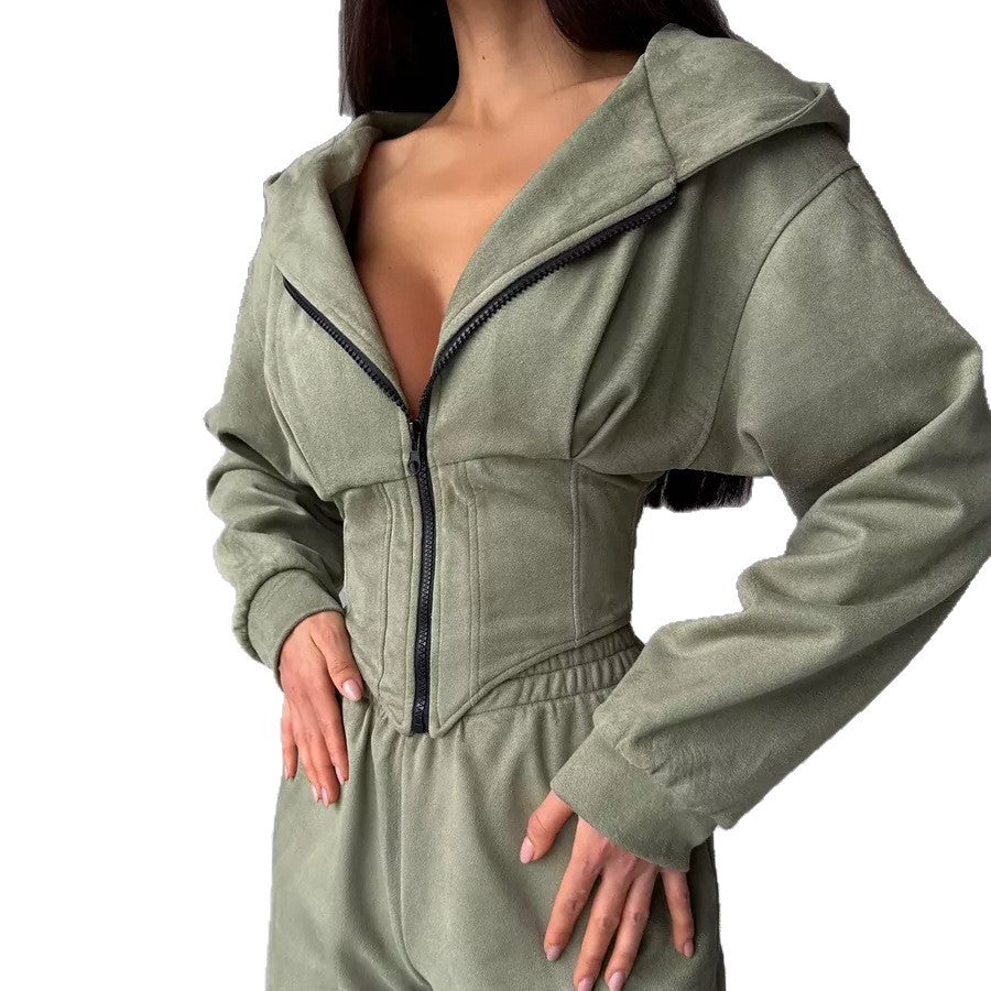 Sporty jumpsuit for women with zipper and high collar Lune London