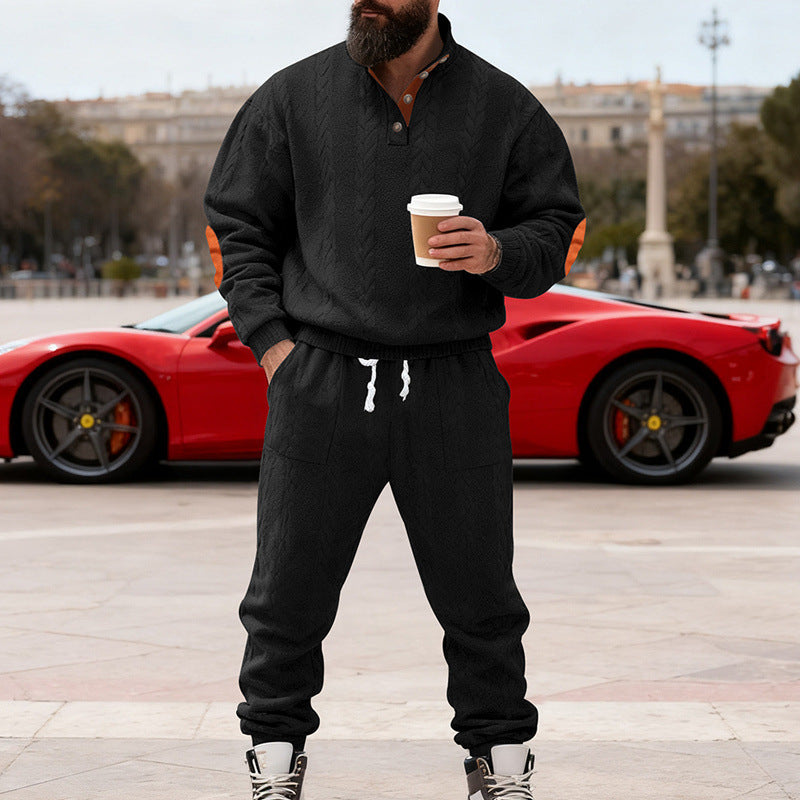 Men's knit jogging suit with a trendy collar and practical pockets Lune London