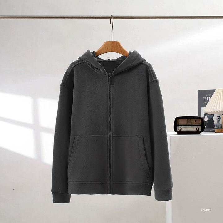 Haut en molleton pour femmes avec zip intégral et poches kangourou Chic & Stil