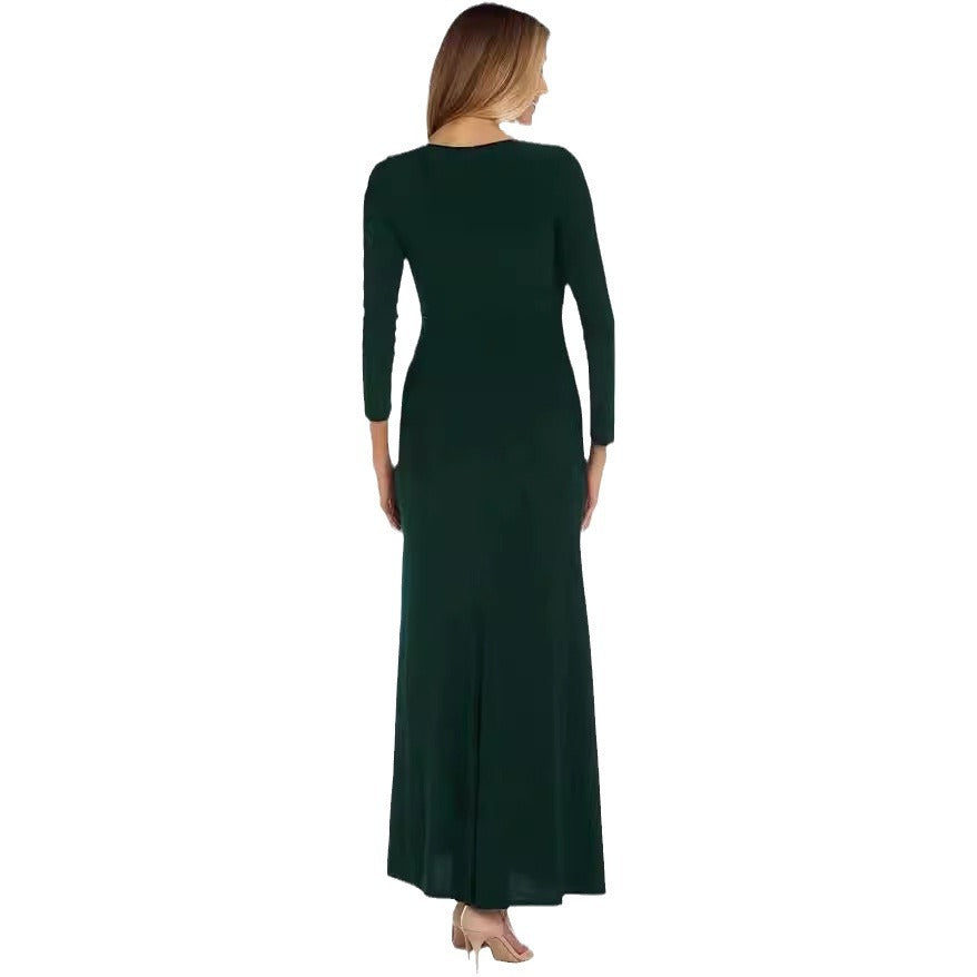 Elegant maxi dress for women with deep V-neckline and side slit Lune London