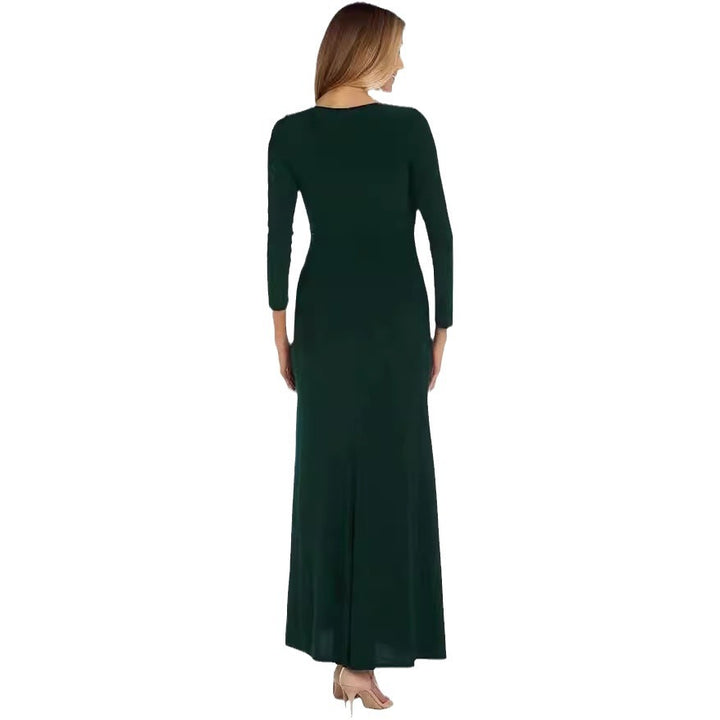 Elegant maxi dress for women with deep V-neckline and side slit Lune London