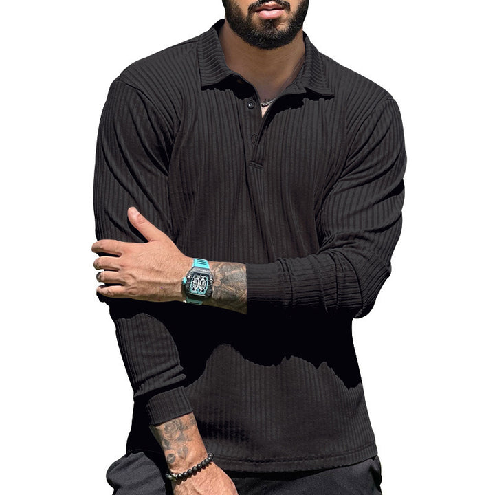 Long-sleeve polo shirt for men with ribbed structure and modern button details Lune London