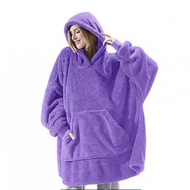 Women Oversized Fleece Hoodie with Kangaroo Pocket and Hood Lune London