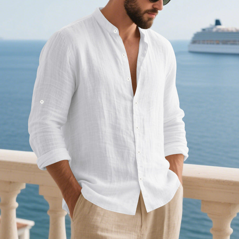 Casual long-sleeve shirt for men with modern button details and a textured surface Lune London