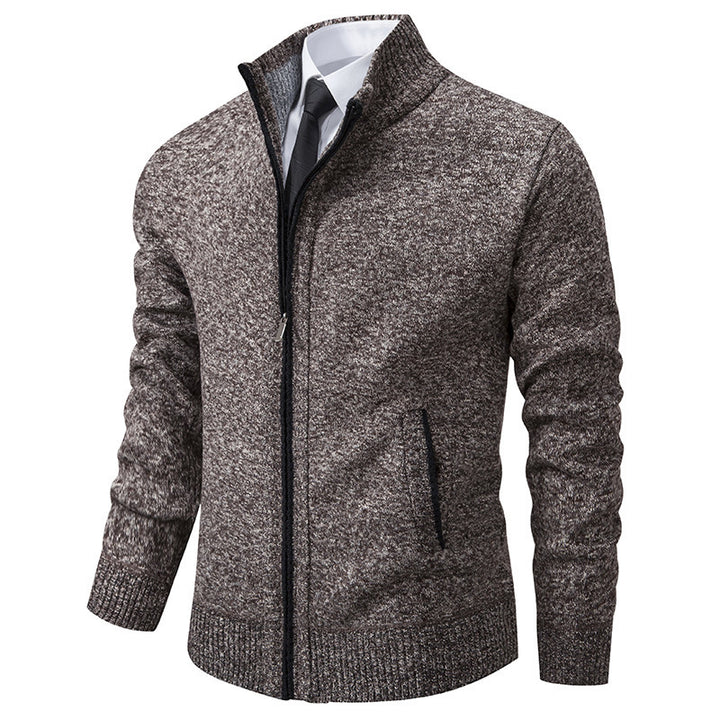 Sporty knit jacket for men with high collar and zipper Lune London